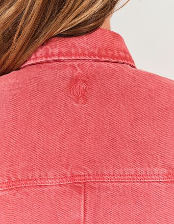 DULCE - Surchemise en jean rose waterless maxi poches -5