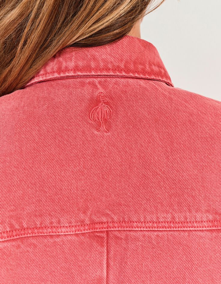 DULCE - Surchemise en jean rose waterless maxi poches -5