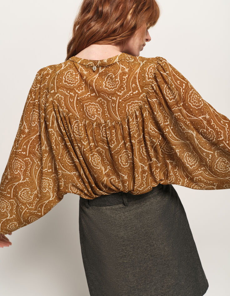 CHIKATO - Blouse jaune polyester recyclé harmonie fleurie-3
