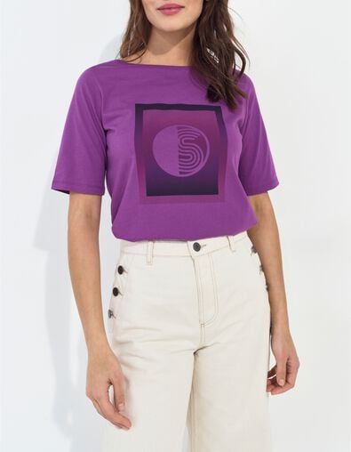 MATHEO - T-shirt violet coton bio monogramme  - One Step