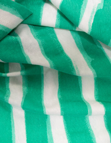 T-shirt ray&eacute; vert et blanc manches courtes Femme-4
