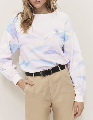 MARCUS - Sweat &eacute;cru molleton motif tie and dye-1