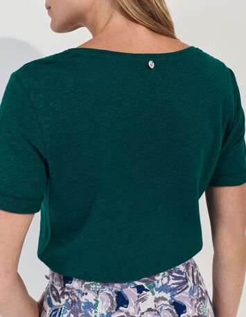 MARINGA - T-shirt vert d&eacute;tails dentelle -3