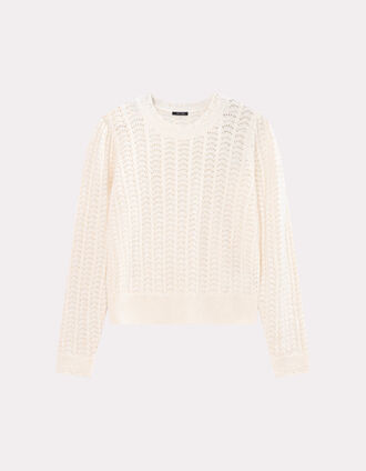 TILLEUL - Pull écru tricot fantaisie
