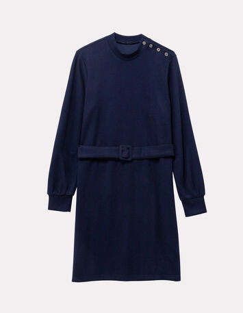 RAVEN - Robe marine maille Interlock boutons épaule-6 RAVEN - Robe marine maille Interlock boutons épaule-6