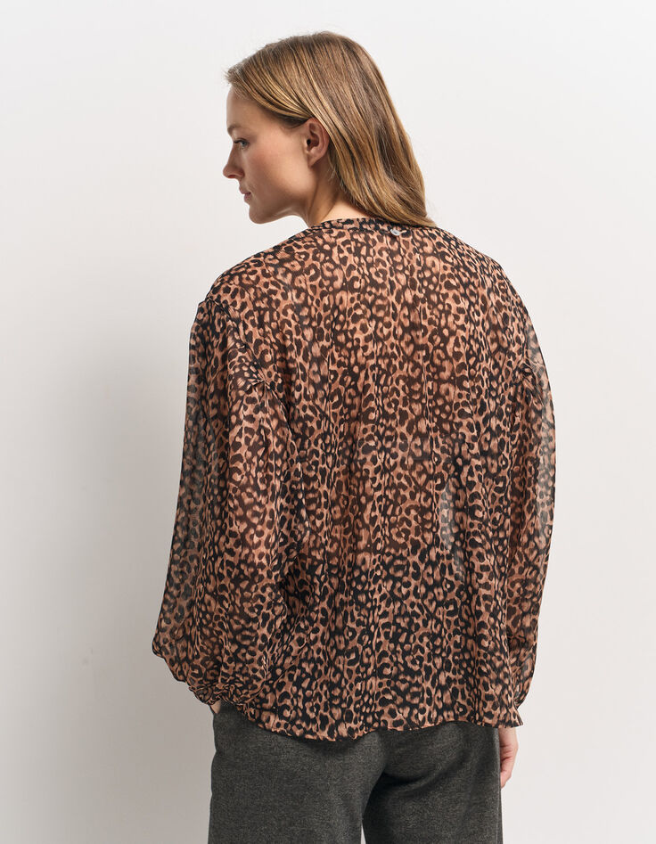 CHYNA - Blouse noire polyester recyclé imprimé léopard-2 CHYNA - Blouse noire polyester recyclé imprimé léopard-2