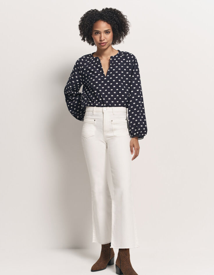 COLOMBE - Blouse marine broderies all over-7