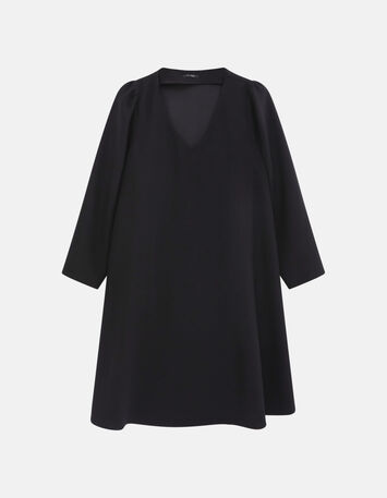 RIOMI  - Robe noire fluide forme &eacute;vas&eacute;e-5