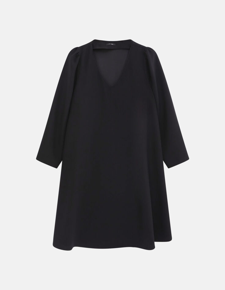 RIOMI  - Robe noire fluide forme &eacute;vas&eacute;e-5