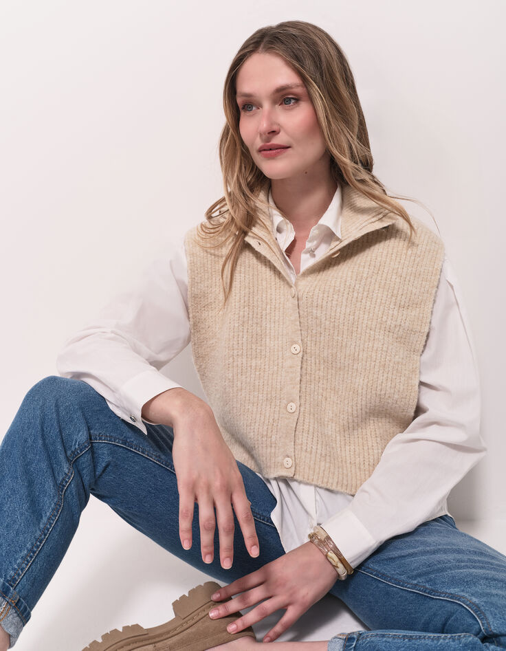 ANGIE - Col camionneur écru en tricot-1
