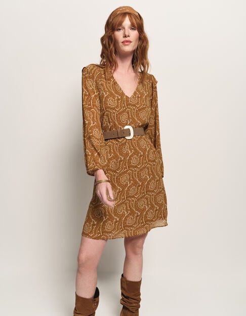REILLY - Robe jaune polyester recyclé harmonie fleurie - One Step