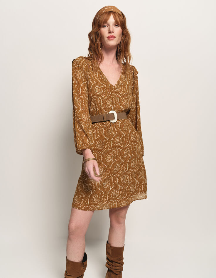 REILLY - Robe jaune polyester recyclé harmonie fleurie-1
