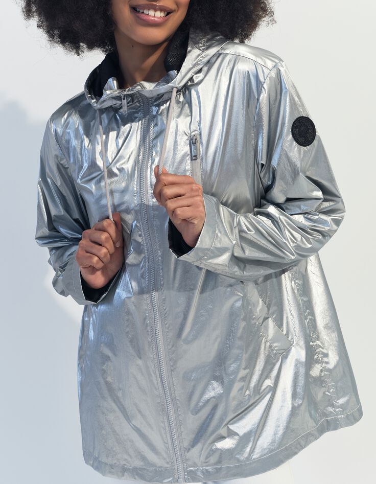 DUARTE - Parka argent&eacute;e &agrave; capuche -4
