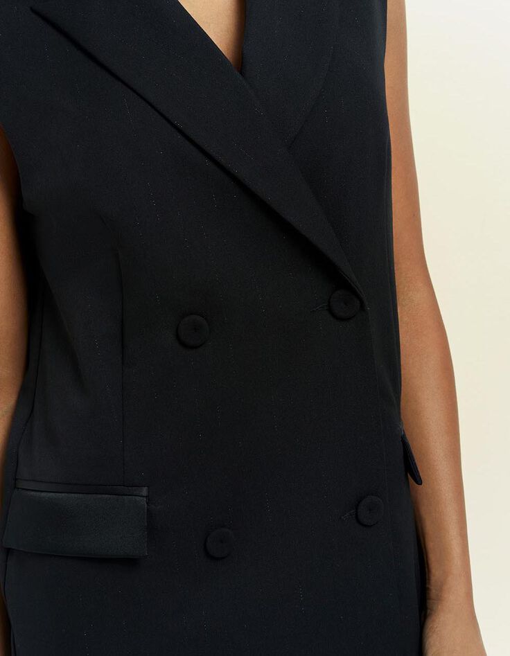 REGAIN - Robe-manteau noire à rayures tennis pailletées-2