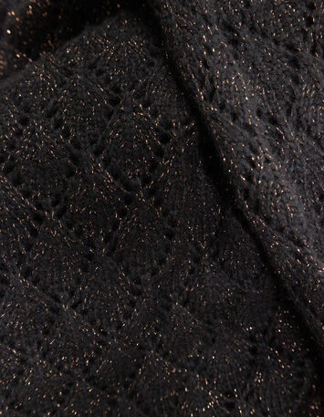 TIGER - Cardigan à capuche noir tricot ajouré lurex-4