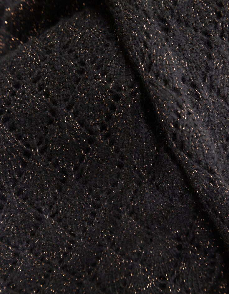 TIGER - Cardigan à capuche noir tricot ajouré lurex-4 TIGER - Cardigan à capuche noir tricot ajouré lurex-4