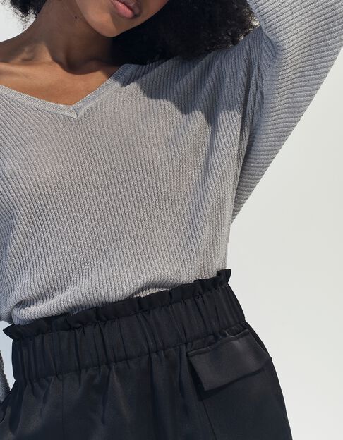 TONY - Pull argent tricot c&ocirc;tel&eacute; manches chauve-souris  - One Step