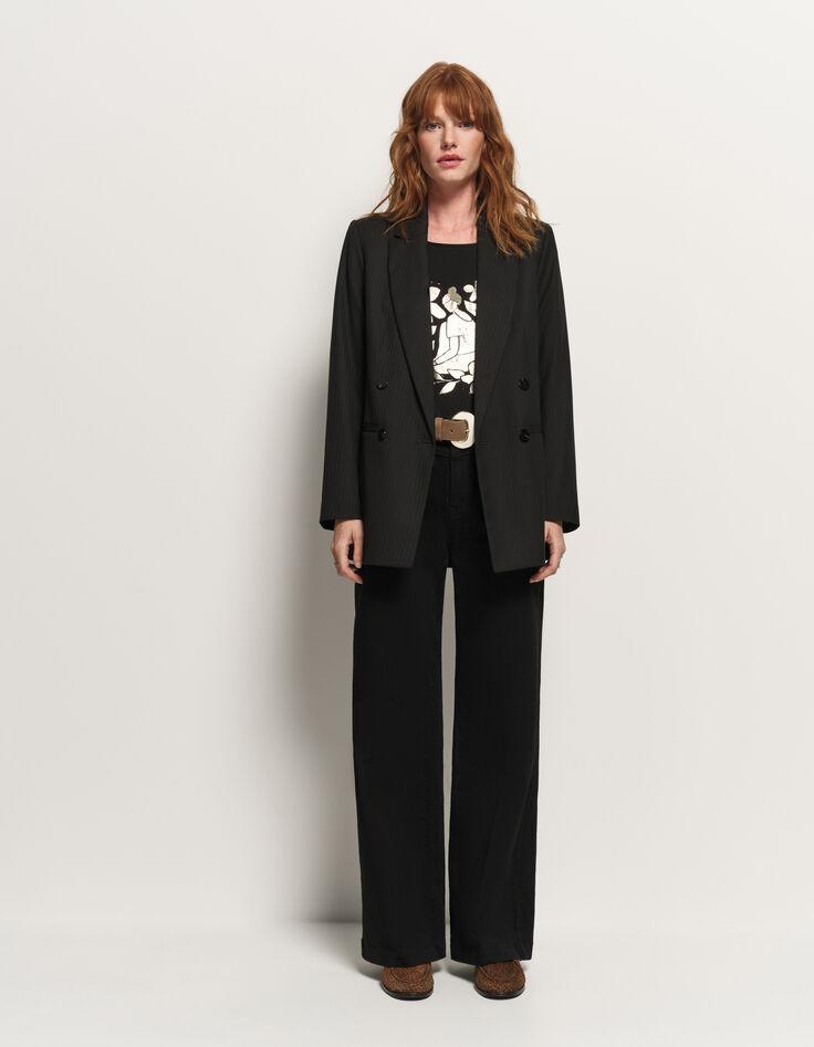VONDA - Veste de costume noire motif rayures-8 VONDA - Veste de costume noire motif rayures-8