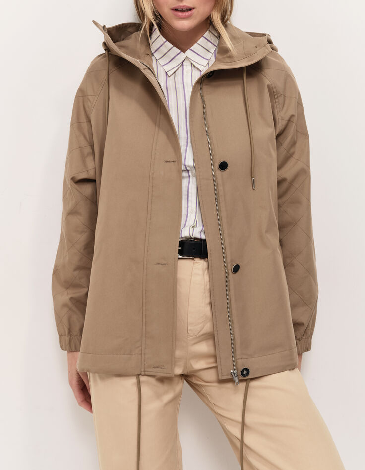 DYMAS - Parka courte almond avec zips c&ocirc;t&eacute;s-4