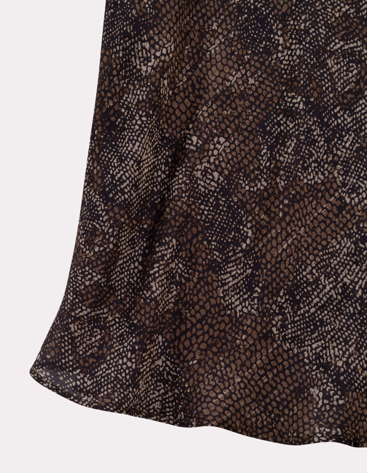 JEMMA - Jupe midi noire imprimé python-4