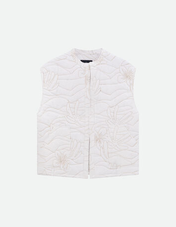 DOCE - Blouson blanc sans manches matelass&eacute; et brod&eacute; -1