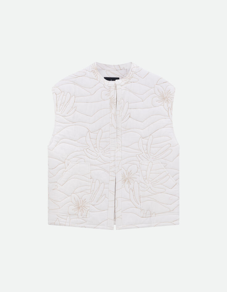 DOCE - Blouson blanc sans manches matelass&eacute; et brod&eacute; -1