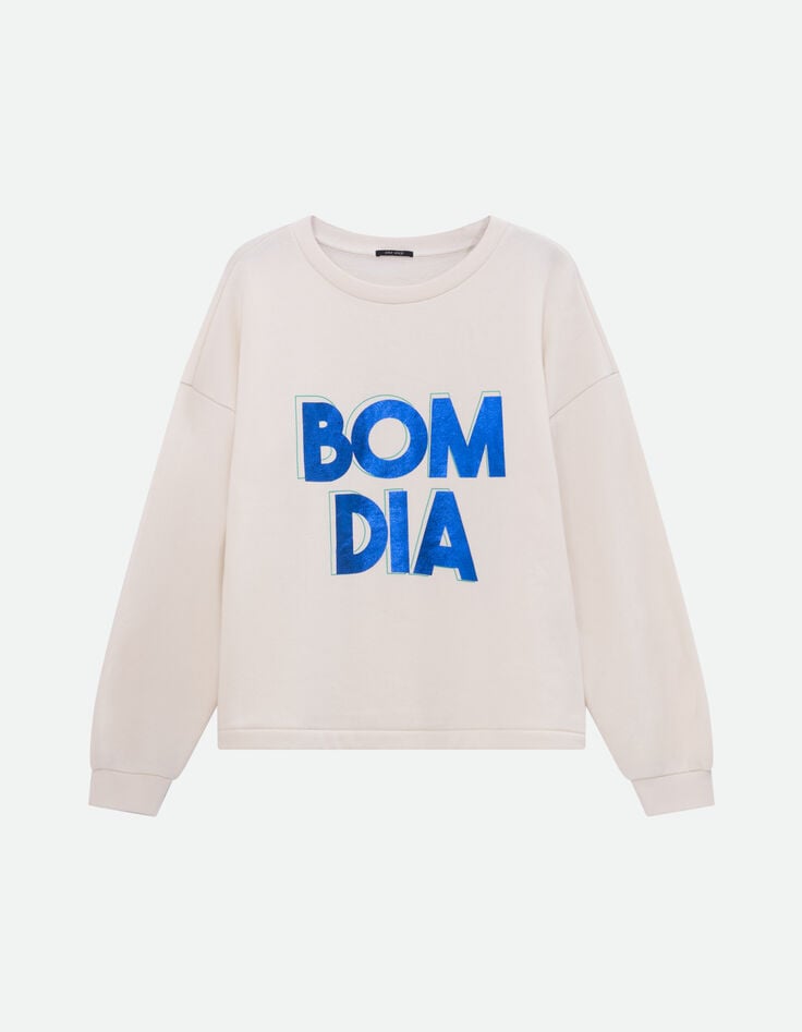 MIDI - Sweat blanc message m&eacute;tallis&eacute; -5