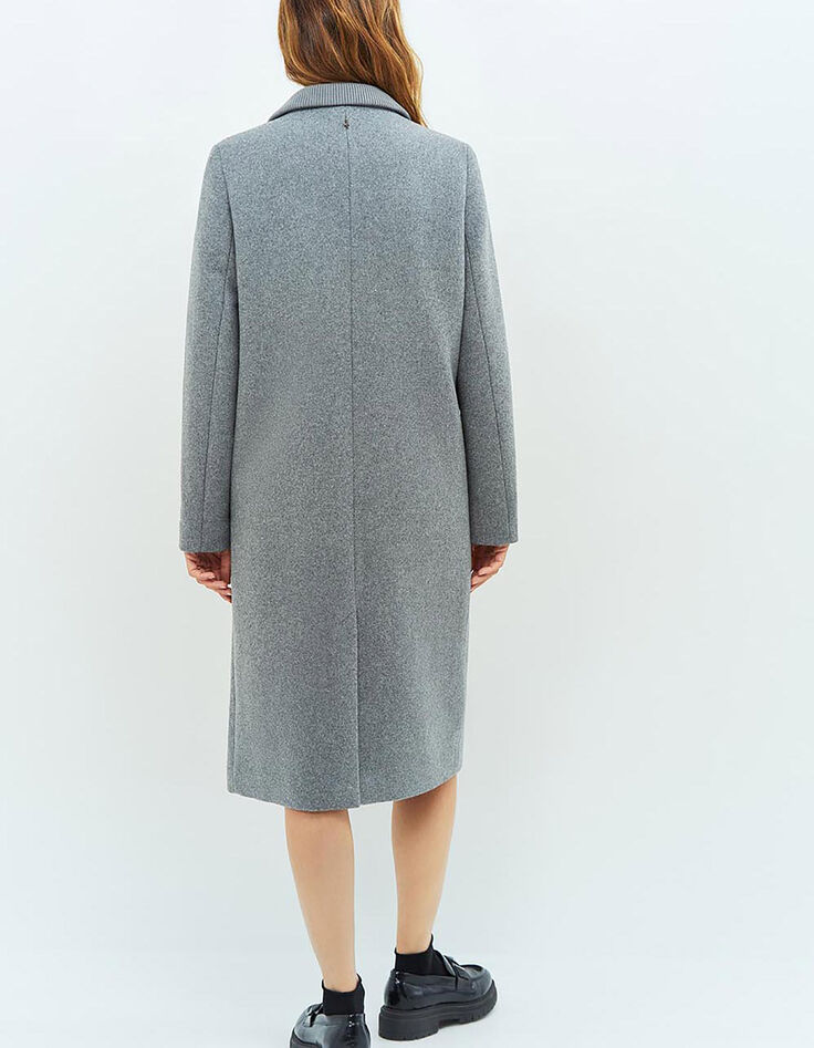 DUSTIN - Manteau gris avec bord-côte au col-4
