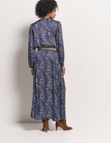 JOSEFA - Jupe longue bleue Lenzing™ Ecovero™ cachemire-3