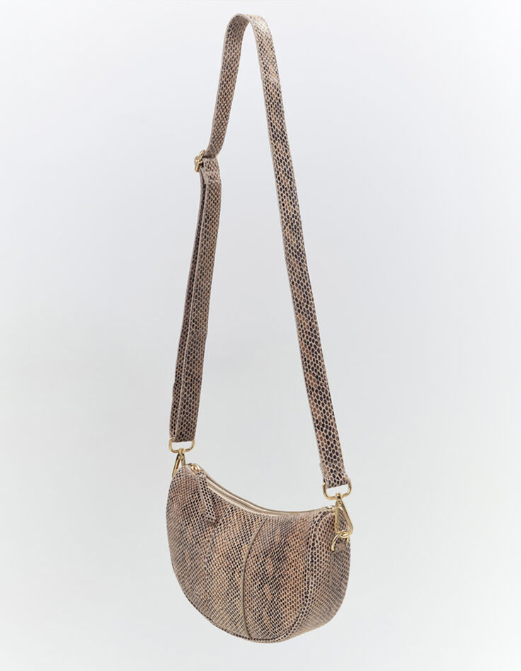 ALMA - Sac besace marron cuir certifié effet python-2