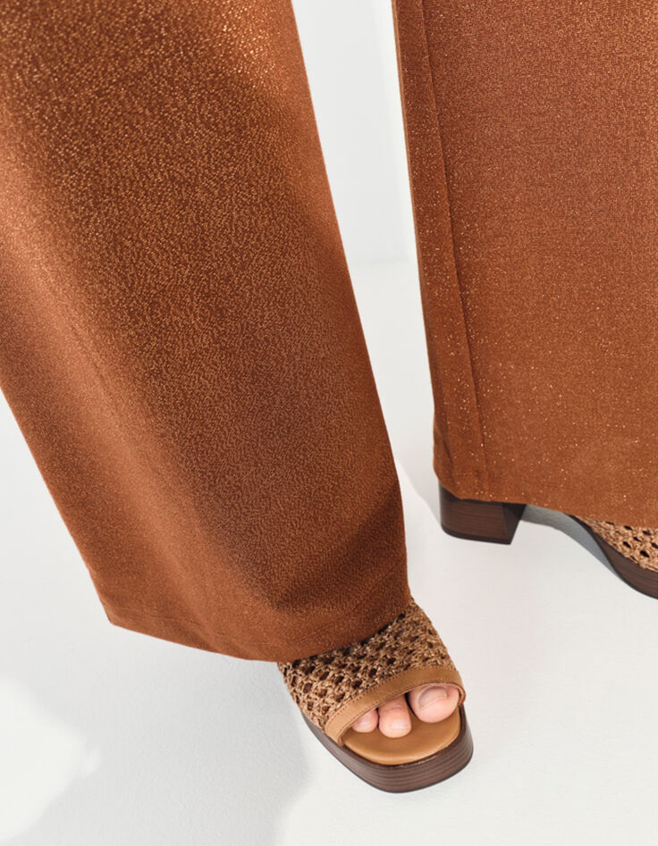 PRIDE - Pantalon marron maille irisée -4