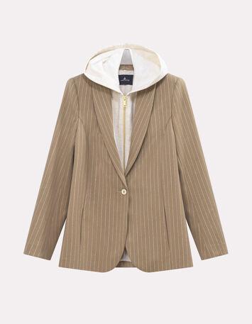 VITO - Veste de costume beige rayures tennis lurex-3