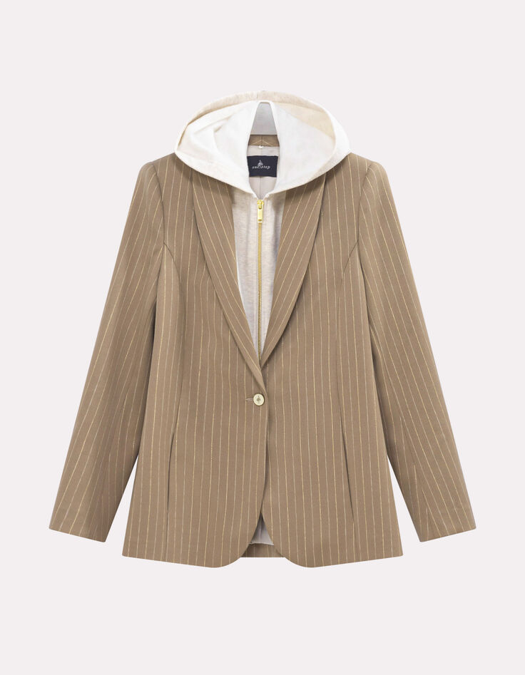 VITO - Veste de costume beige rayures tennis lurex-3