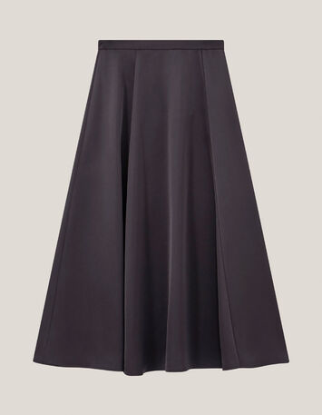 JAROD - Jupe midi noire satin&eacute;e-1