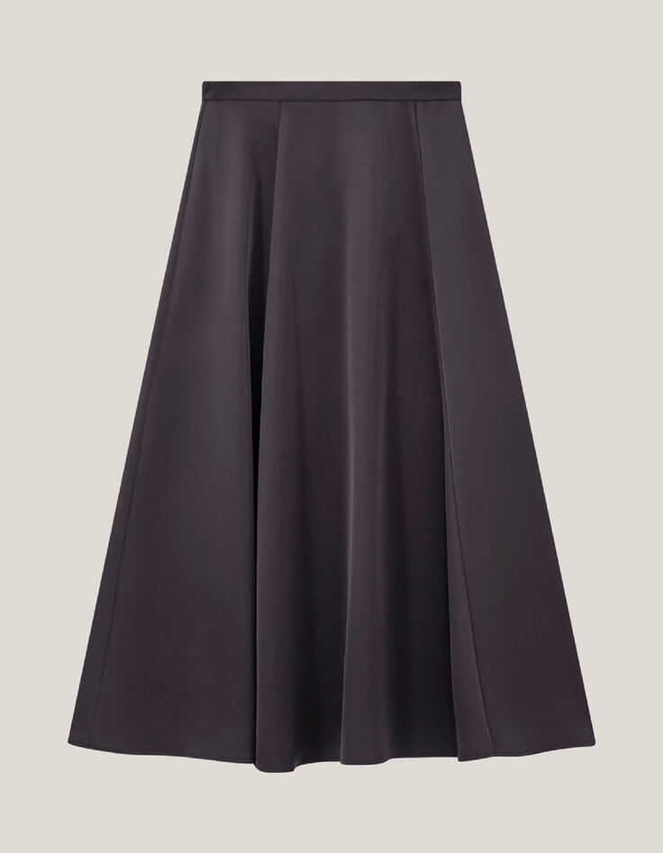 JAROD - Jupe midi noire satin&eacute;e-1