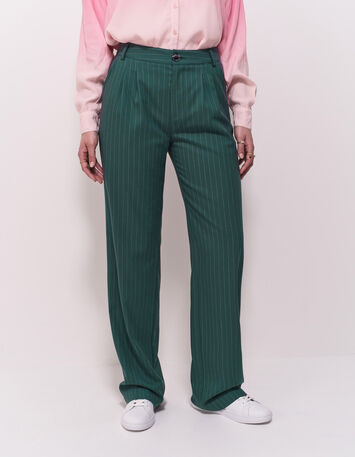 PALMA - Pantalon de costume vert motif rayures tennis-2