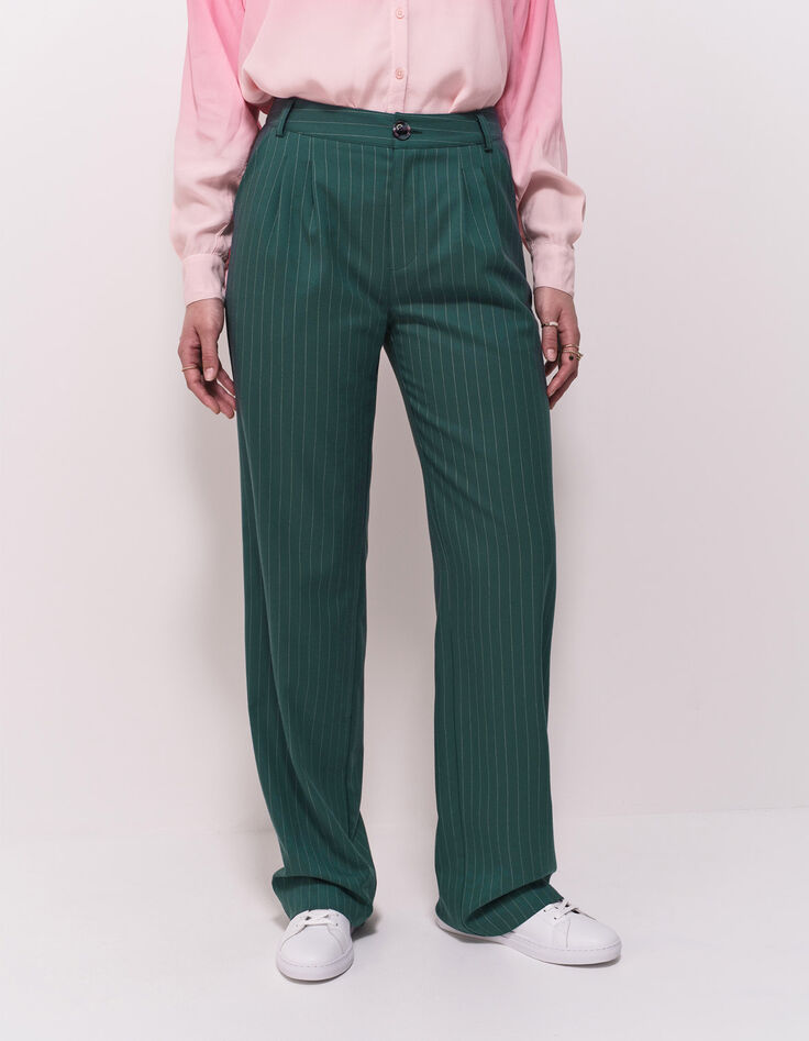 PALMA - Pantalon de costume vert motif rayures tennis-2 PALMA - Pantalon de costume vert motif rayures tennis-2