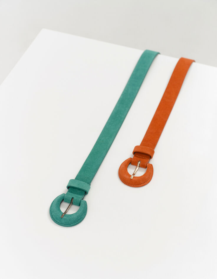 ANDREW - Ceinture capucine en cuir velours certifié-2
