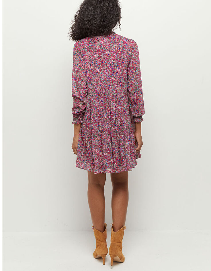 RISOTA - Robe fuchsia à imprimé feuillage romantique-3