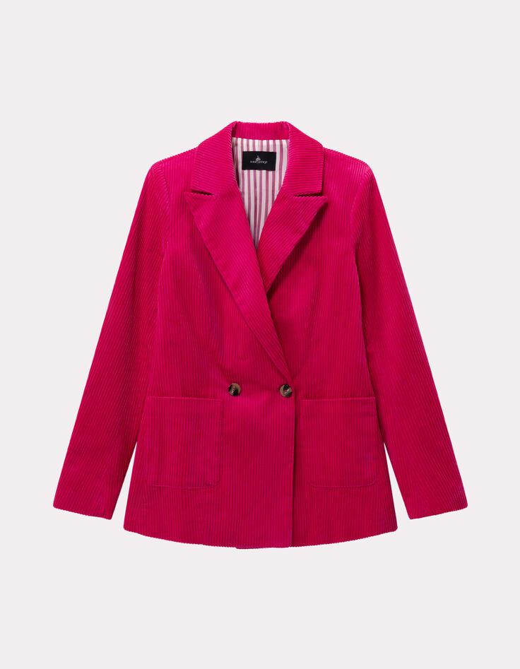 VACANCY - Veste de tailleur rose velours côtelé-7
