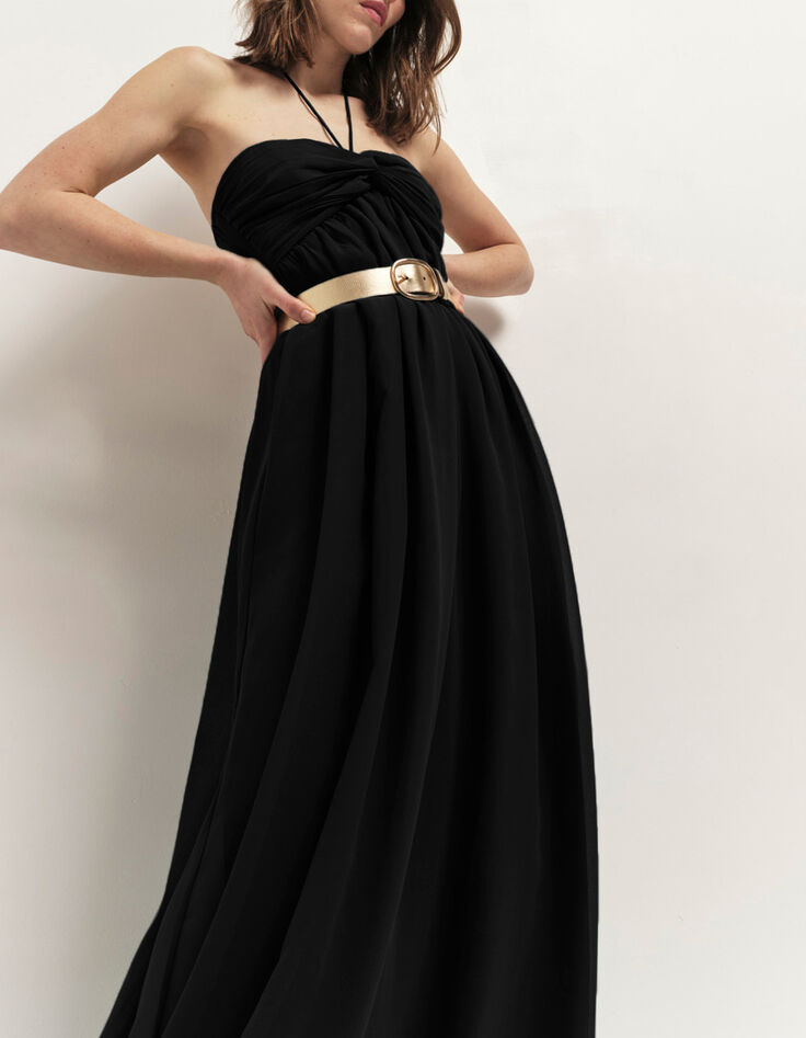 RHODES - Robe bustier longue noire recyclée bandeau plissé-2 RHODES - Robe bustier longue noire recyclée bandeau plissé-2
