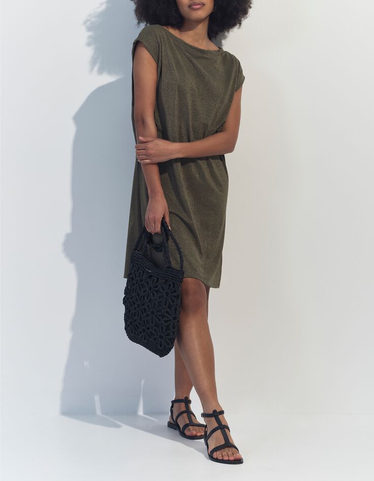 REGINA - Robe kaki maille iris&eacute;e -6