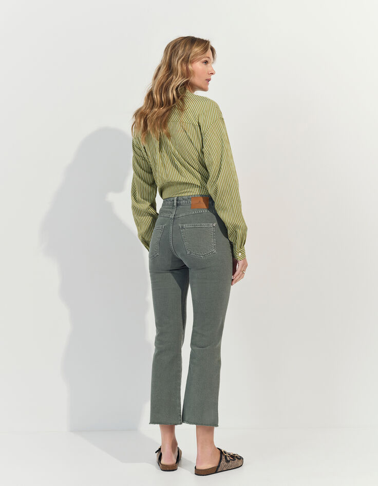 LE KARLIE - Jean bootcut kaki waterless 7/8ème -4