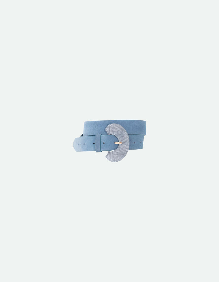 APIS - Ceinture lapiz blue en cuir velours certifié-3