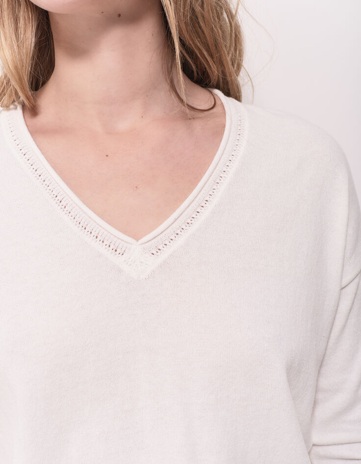 TZAR - Pull écru tricot fin avec danseuse dos-4 TZAR - Pull écru tricot fin avec danseuse dos-4