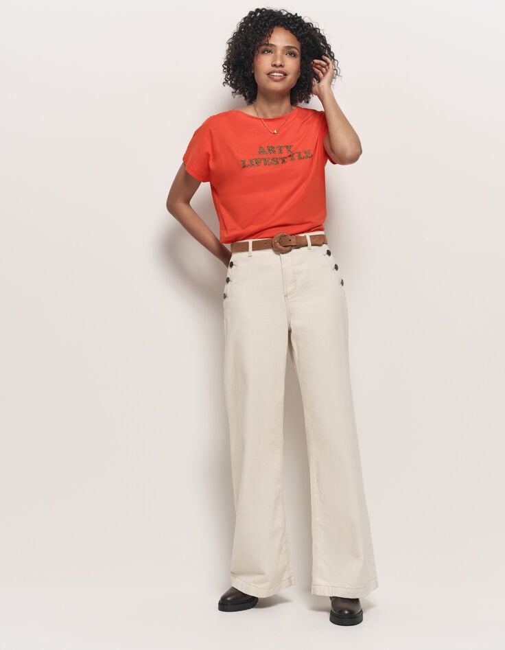 MAGICA - T-shirt orange coton bio message léopard-6 MAGICA - T-shirt orange coton bio message léopard-6