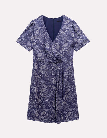 RIANE - Robe bleue Lenzing™ Ecovero™ cachemire effet drapé-6