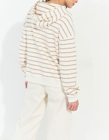MANORI - Sweat &eacute;cru &agrave; capuche ray&eacute; danseuse dor&eacute;e-3