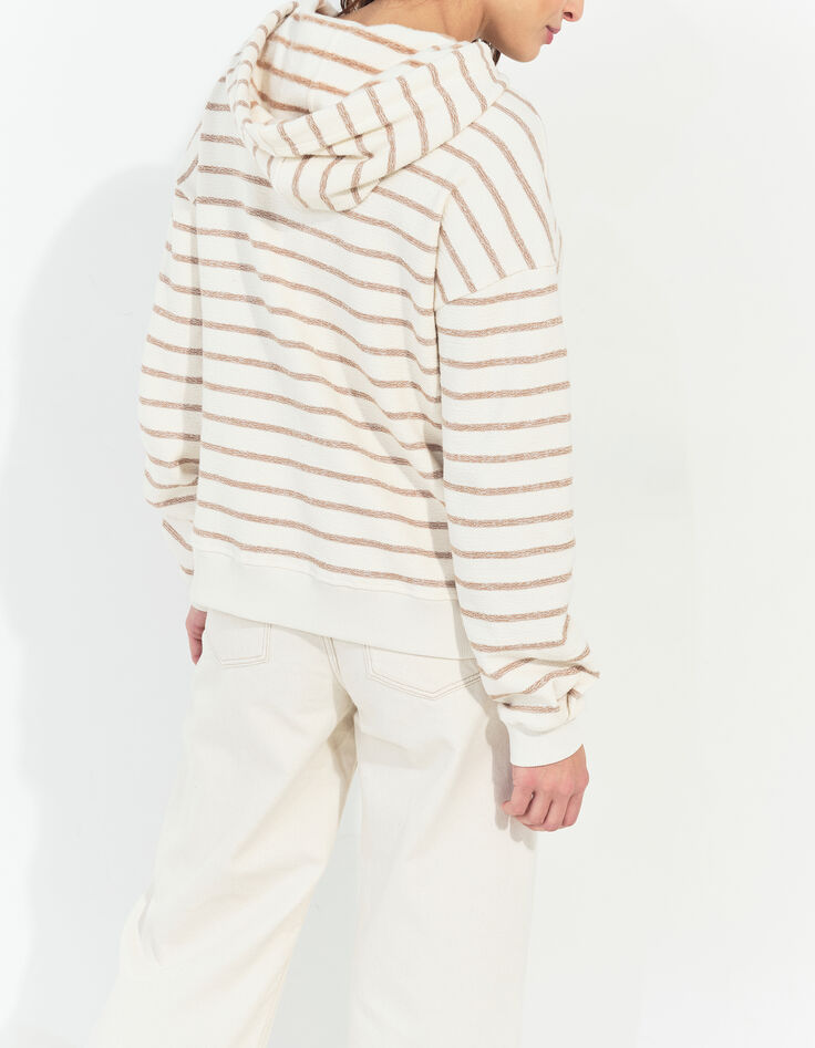 MANORI - Sweat &eacute;cru &agrave; capuche ray&eacute; danseuse dor&eacute;e-3