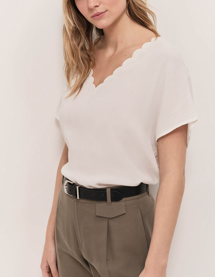 CATALIA - Top écru broderie ton sur ton-3